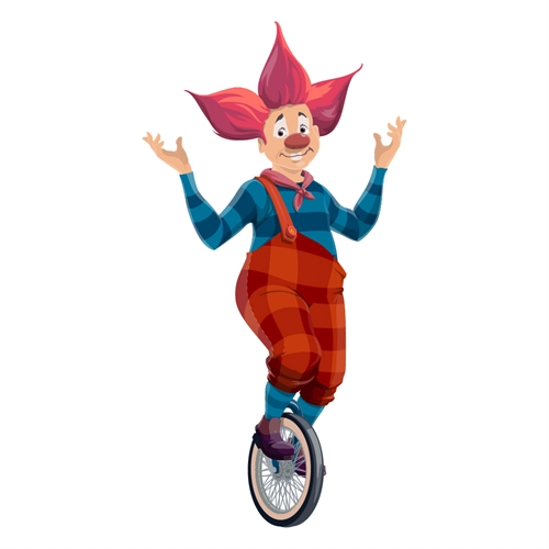 Carnival Circus Theme Unicycle Clown Transparent Sticker